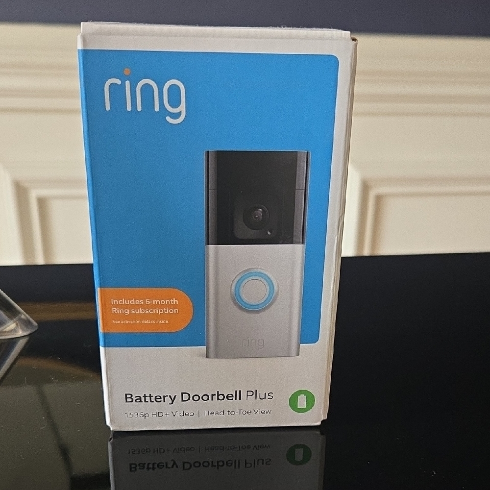 Ring Battery Doorbell Plus in Silver, Black and Light Blue